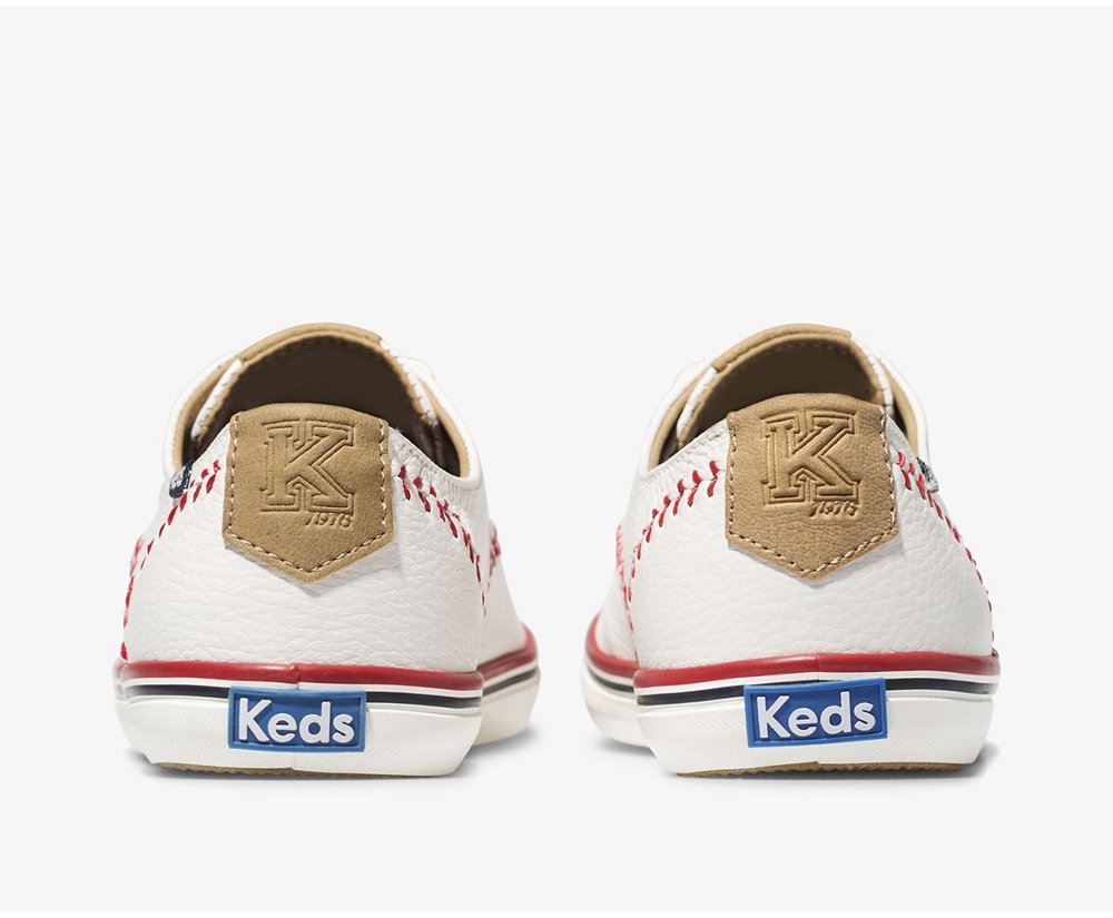 Zapatillas Keds Mujer Blancas - Champion Pennant Cuero - 091-CKWDLU